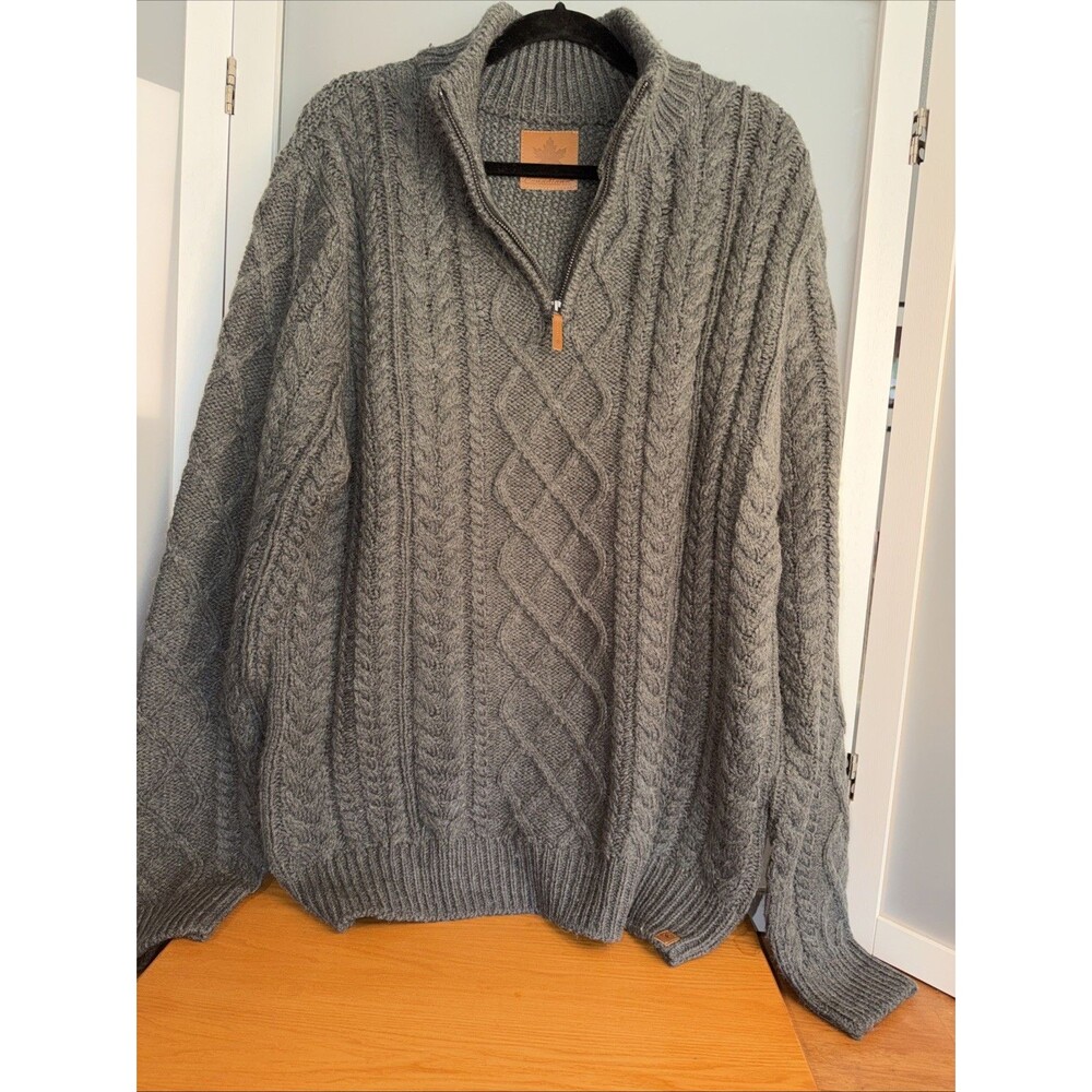 men's size Large (L/G) Canadiana quarter-zip cable-knit sweater Heathered  Gray